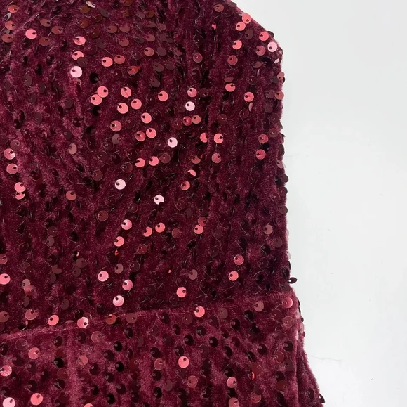 Giffniseti Keyhole Neck Mermaid Hem Sequins Maxi Formal Evening Gown, Maroon - Picture 3 of 4